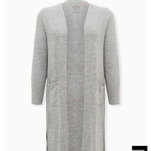 Torrid Size 2X Super Soft Plush Grey Open Front Longline Cardigan